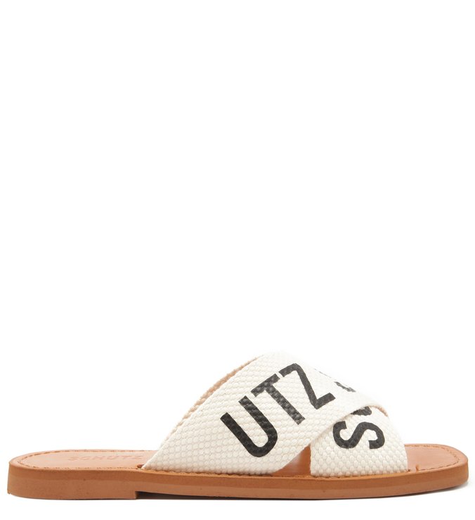 Sandália Rasteira De X Schutz Logo Branca-schutz | Srta Maison