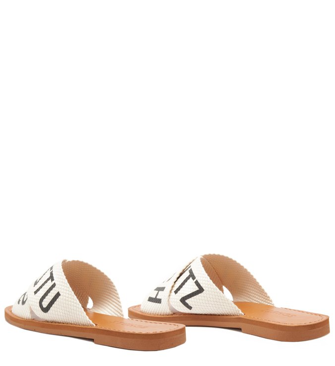 Sandália Rasteira de X Logo Schutz Trama Cru e Branca | Schutz