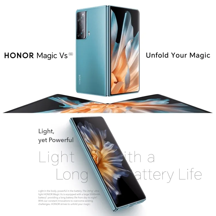 HONOR-Celular de Tela Dobrável, Magic Vs, 5G, 7.9 Polegadas, Snapdragon 8,  Gen1, 5000mAh, 66W Carregamento Rápido, 54MP, NFC, Original, Novo, Oficial