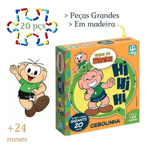 Jogo Primeiras Contas em Madeira - Turma da Mônica - 20 peças