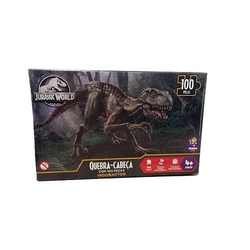 Jurassic World - Quebra Cabeça 100 peças, Indoraptor - Mimo Play - Mimo Toys